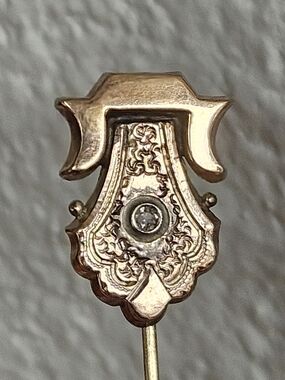 Antique Art Deco Solid 14k Natural Diamond Stick Pin Brooch